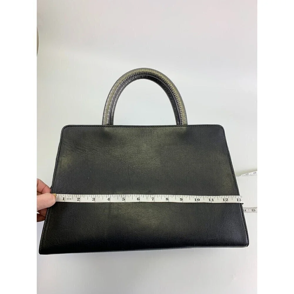 BOGO Zac Posen Satchel Purse Black Leather Fur Stripes Tote Crossbody Strap Snap - Picture 14 of 16